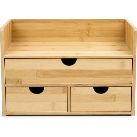 Bamboo Storage Box with Drawers for Desk 34 x 21 x 22 cm (1/5)