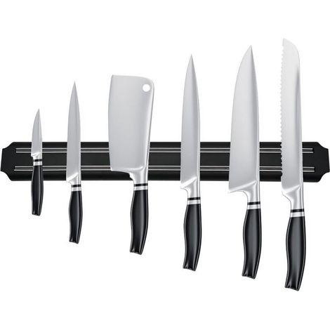 Magnetic knife holder, magnetic knife bar, black magnetic kitchen knife rack, magnetic knife bar holder (38 cm) (1/5)