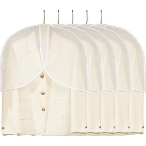 Lot de 5 sacs à vêtements anti-poussière transparents pour accrocher des vêtements dans les placards, le rangement, les jakets, les robes, les housses de vêtements en PEVA (1/5)