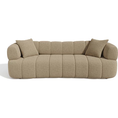 Canapé 4 places en tissu bouclette taupe (1/5)