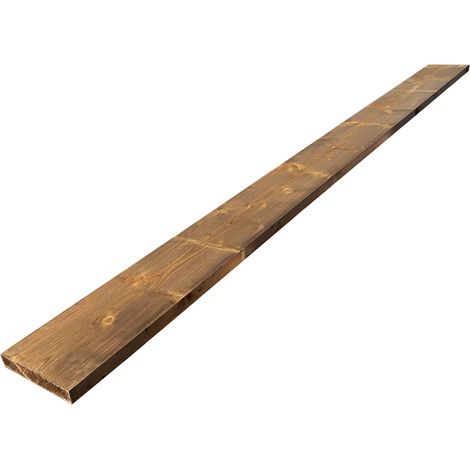 Planche Rabotée Sapin Traité marron, L.240 x l.19,4 cm x Ep.27,5 mm (1/5)