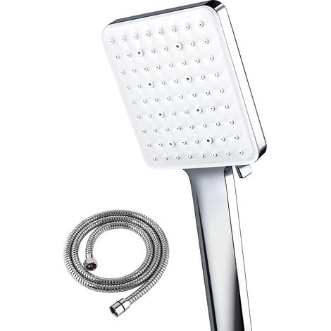 Pommeau de douche à jet puissant avec flexible de douche chromé de 1,5 m, haute pression universelle (1/5)
