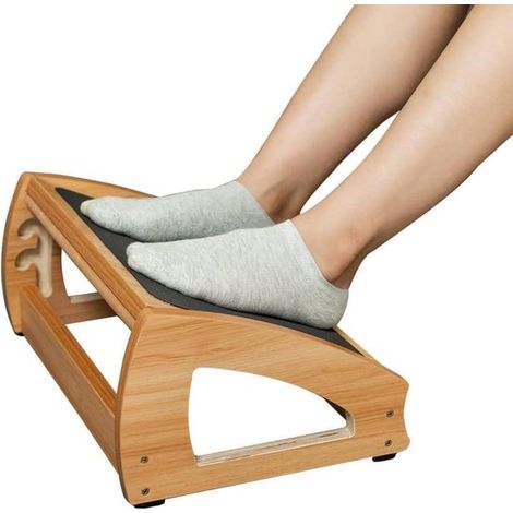 Poggiapiedi ergonomico regolabile per sotto la scrivania, 3 posizioni di altezza, poggiapiedi in legno con superficie antiscivolo (1/5)