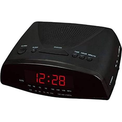 TrAdE Shop Traesio - Radiosveglia Digitale Radio Sveglia Cr-9905 Radio Pll Fm Con Display A Led Rossi -