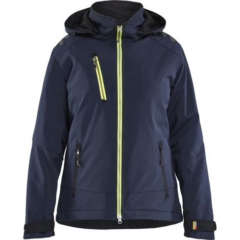 Veste de travail Softshell hiver légère femme feMyanMare 4751 Bleu marine/Jaune fluo XXXL