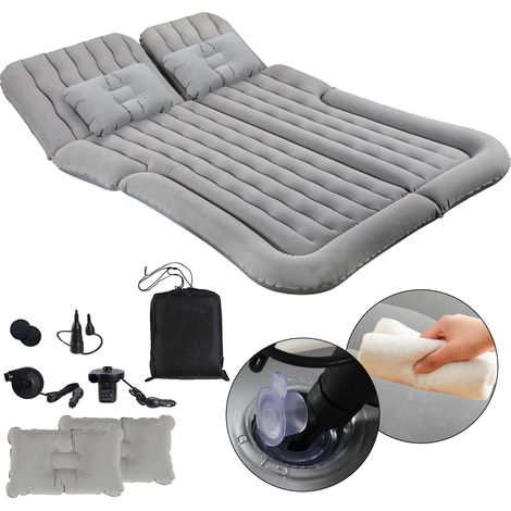 Jiubiaz Auto Luftmatratze Luftbett Aufblasbares Camping Matratze für PKW SUV Kofferraum Rücksitz Reisebett Matratze mit Pumpe Kissen Autobett Grau