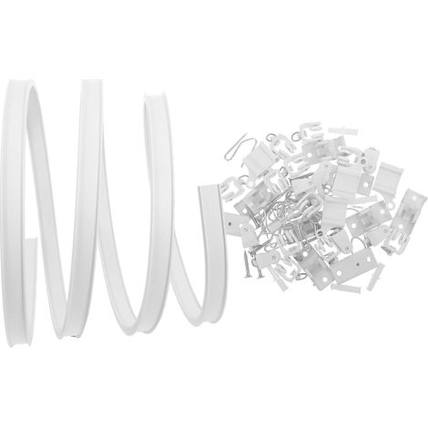 Rail Rideaux Plafond Flexible, Rail pour Rideaux Courbé Blanc en Plastique et Acier, 3 Mètres, Séparation de Pièce et Cloison D’intimité, Installation Facile, Fonctionnement (1/5)