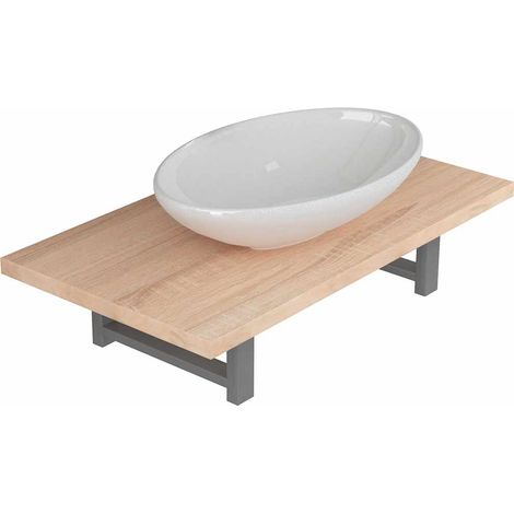 Maison Exclusive - 2-tlg. Badmöbel-Set Keramik Eichenbraun (1/5)