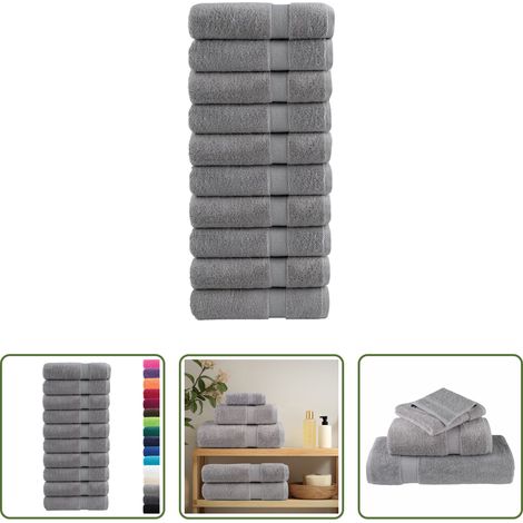 vidaXL Weichheit - Premium Badetücher SOLUND 10 Stk. Grau 100x150 cm 600 g/m² (1/5)
