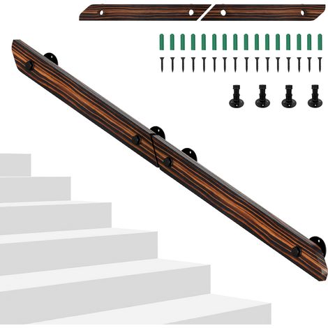 Randaco Corrimano decorativo 150 cm in pino massello, da assemblare in un’unica barra, stile moderno retrò, marrone (1/5)