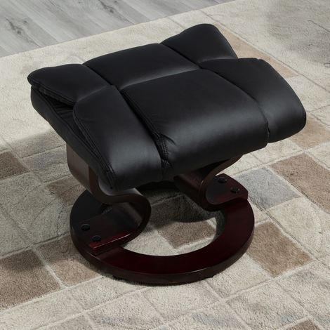 Sillón relax giratorio con reposapiés, reclinable hasta 145°, polipiel negra, OKWISH (1/5)