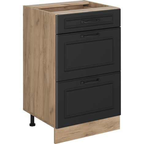 Küchenunterschrank R-Line, Anthrazit Landhaus/Goldkraft Eiche, 50 cm ohne Arbeitsplatte, Vicco (1/5)