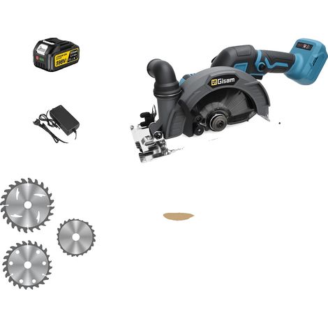 Scie circulaire, moteur sans balais, coupe à biseau réglable, 2 Batterie (1/2)