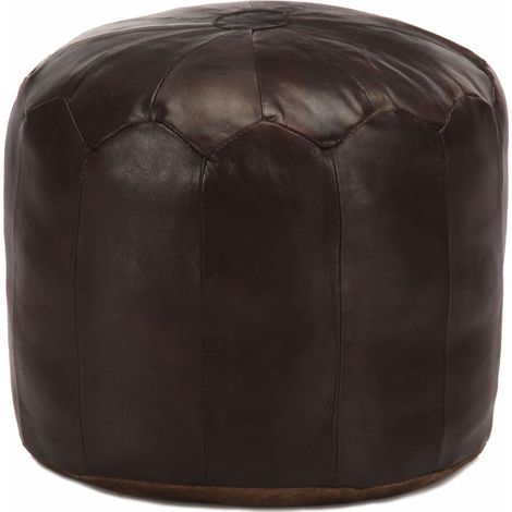 Pouf 40x35 Marron foncé Cuir véritable de chèvre (1/4)