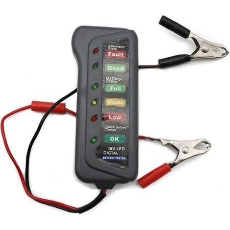 Tester per batterie auto da 12V con 6 LED per la diagnostica di alternatore e motore. (1/5)