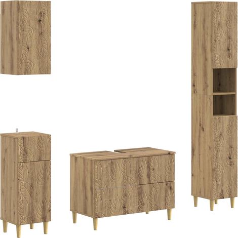 Set di Mobili da Bagno da 4 Pezzi DELFT Rovere Artigianale vidaXL (1/5)