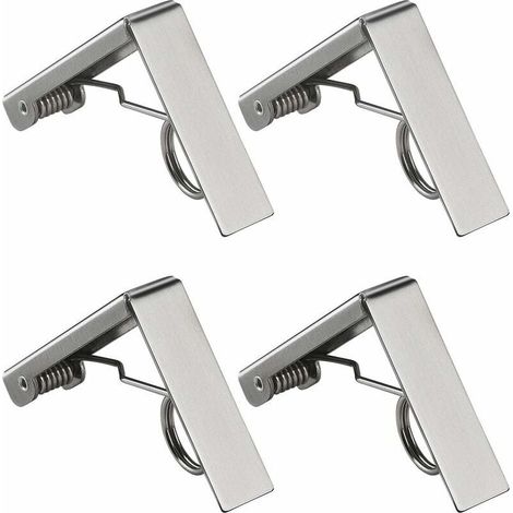 4 Pcs Tablecloth Clip, Stainless Steel Table Cloth Clip Spring Loaded Tablecloth Holder for Restaurant Parties Picnic (1/5)