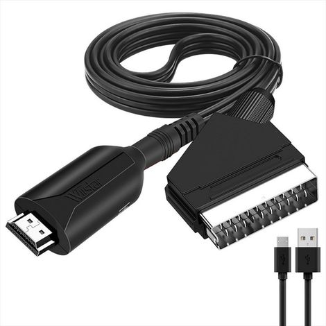 HDMI to SCART adapter cable  1 meter long, straight cable, new and practical  Converts 1080p HD signals to analog signals
