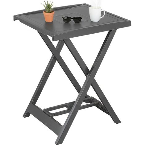 Ohatchee Outdoor-Tisch, 2 Sitzplätze, max. 50 cm, Made in Italy, glatte Oberfläche, 60x47x65h cm, Anthrazit Schwarz