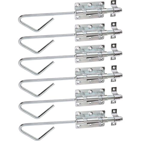 Lot de 6 loquets de serrure à boulon Avec boucle fixée Galvanisé Passivé à couche épaisse Plaque 100 x 60 mm Boulon 16 x 320 mm (1/2)