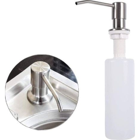 Distributeur Savon pour évier, Distributeur Savon en Acier Inoxydable, 250ml Argent Distributeur Savon en Acier Inoxydable pour Accessoires Lavabo, Accessoires Cuisine (1/5)