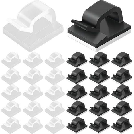 Lot de 100 Clips Câbles, Clips de Fixation Voiture, Range Cable, Cable Adhesif Rangement de Câble, Attache Câble Auto Collant, Organisateur de serre-câbles, Crochets pour fixation de câbles, grand