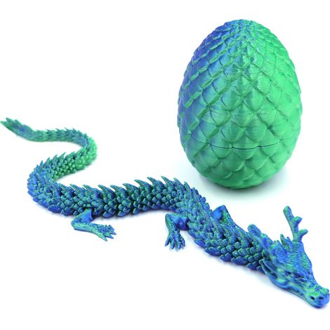 3D-gedrucktes Miniatur-Drachenei – 8,5 cm Ananas-Ei + 30 cm Drache – Lasergrün