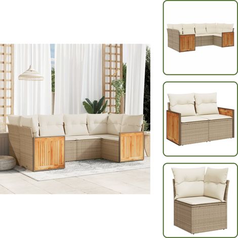 Salon de jardin avec coussins 6 pcs beige résine tressée - Salon De Jardin - Meuble De Jardin - Salon Extérieur - Ensemble De Canapés - Canapé D'extérieur (1/5)