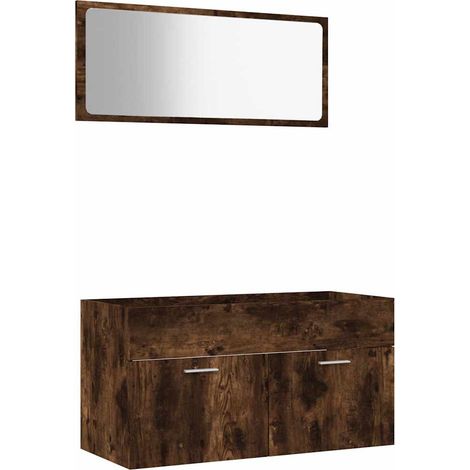 vidaXL Set de muebles baño 2 pzas madera contrachapada roble ahumado (1/2)