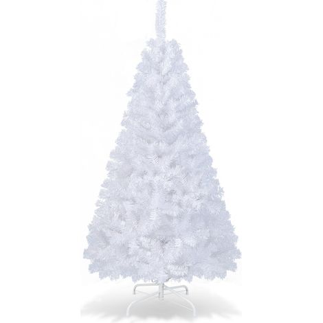 Sapin de Noël artificiel blanc de 1,8 m en PVC avec support métallique et rangement facile pour intérieur et extérieur (1/5)