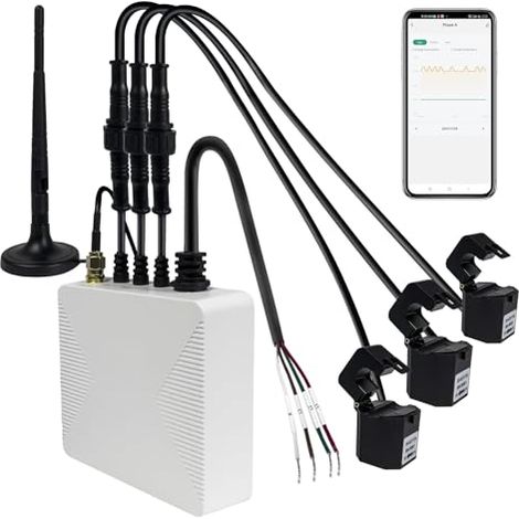 Monitor de energía inteligente para el hogar WiFi de 80 A, medidor de pinza trifásico con monitoreo de potencia y voltaje en tiempo real, aplicación Smart Life, medidor preciso, 321-80A-Nuevo