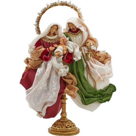 Natività "King" con supporto oro, tre personaggi, colore rosso e verde, da h 53 cm (1/2)