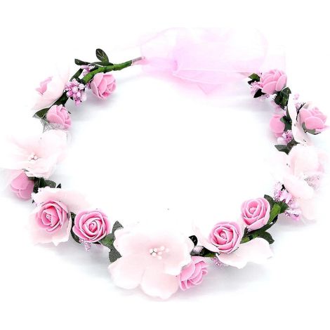 Couronne de fleurs artificielles avec ruban, couronne de fleurs faite main, bandeau, guirlande de fleurs, couronne pour cheveux orange (1/3)