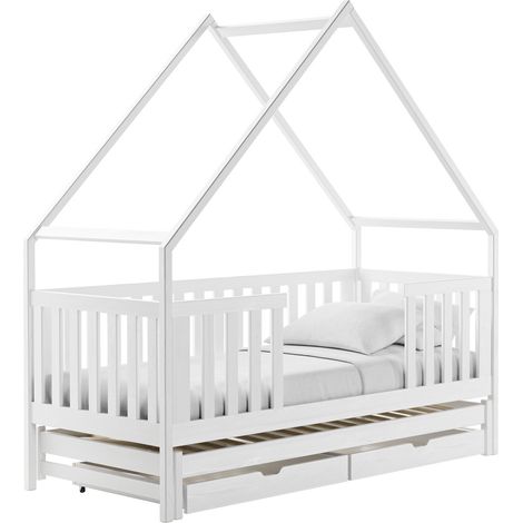 Cama Vista 115, Blanco, Individual con una cama supletoria-nido, Individuales, 80x200, 80x190, Madera, Somieres, 86x208x212cm (1/3)