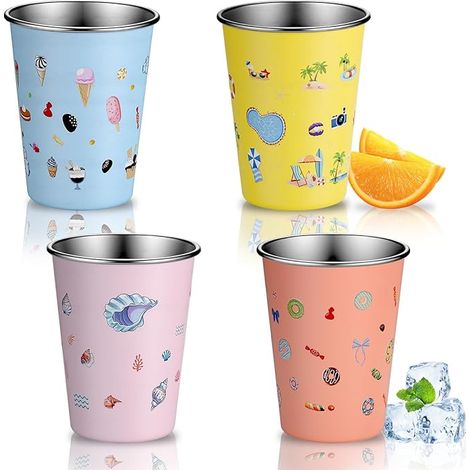 Gobelet Inox pour enfant 350ml Tasse Enfant Réutilisables pour Garçons et Filles Tasse Inox Incassable pour École Maison Plein Air