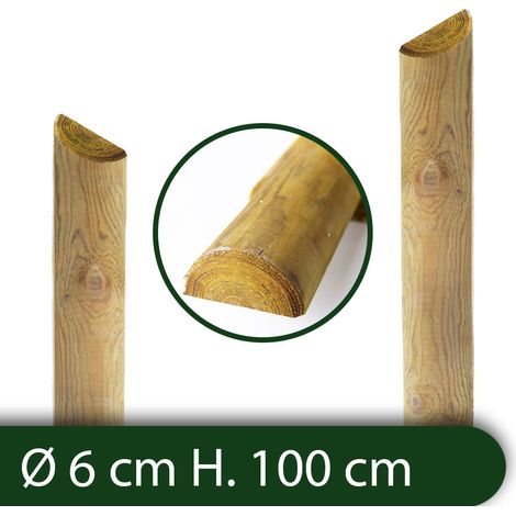 10PZ Mezzi Pali in legno Recinzioni Staccionate Giardino Trattati 6x100 H