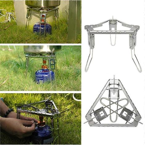 Support de casserole pour barbecue en acier inoxydable, idéal pour le camping et les activités de plein air. (1/4)