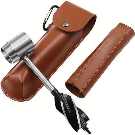 Outdoor-Überlebensbohrer aus hochfestem Stahl – Handbetriebenes Camping-Werkzeug zum Bohren und Spalten von Holz für Notfälle und Bushcraft