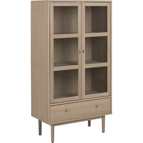 Vitrine 2 portes 1 tiroir 80x40x144,8 cm décor chêne naturel (1/5)