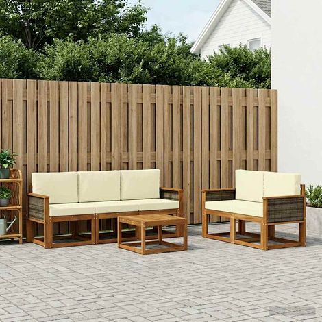 vidaXL Outdoor-Sofagarnitur mit Kissen 6 pcs Natur und Creme (1/5)