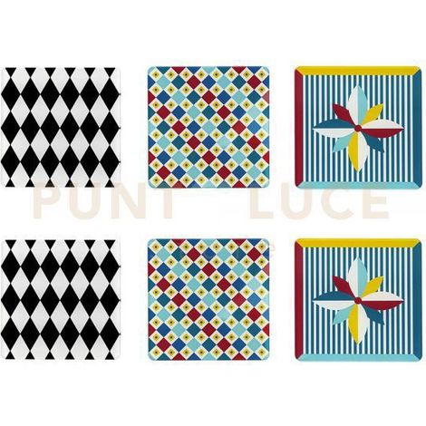 SET 6 PEZZI SOTTOBICCHIERE QUADRATO DISEGNO FOULARD