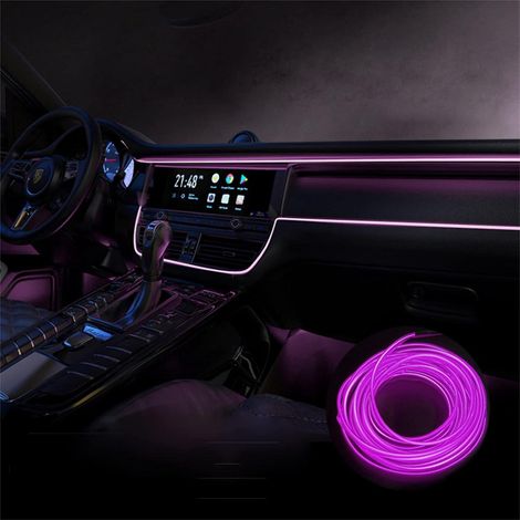 Ruban LED Voiture 5m Violet, Éclairage Intérieur Auto 5V, Bande Lumineuse Universelle pour Tous Modèles, Ambiance Décoration Véhicule (1/5)