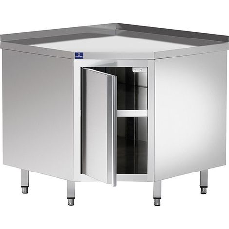 Meuble d'Angle Inox avec Porte Battante et Dosseret 900 x 600 mm - Mastro
