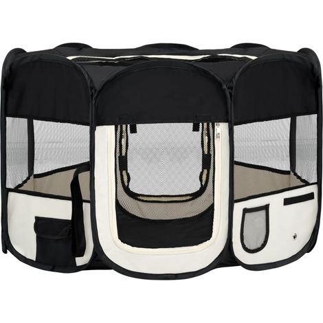Parco per cani pieghevole con borsa per il trasporto 110 x 110 x 58 cm nero 020001727