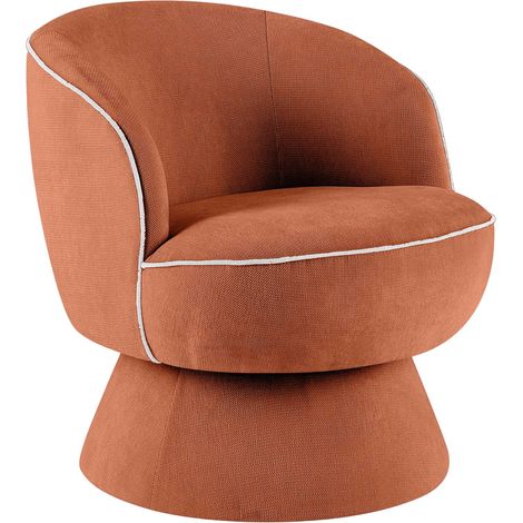 Fauteuil pivotant en tissu terracotta