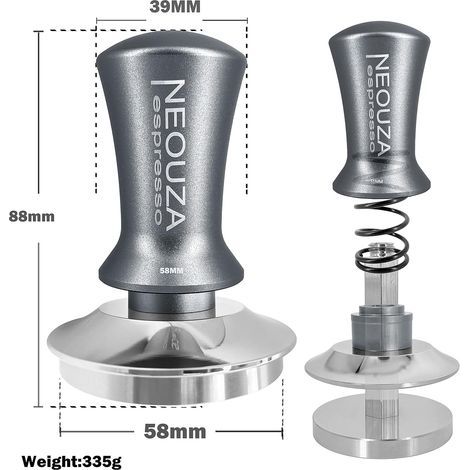 – Tamper à expresso calibré pour machine à café, antiadhésif et auto-nivelant avec poignée raffinée, base plate en acier inoxydable, 58 mm (1/4)