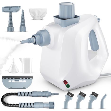 Nettoyeur Vapeur Manuelle 1000W, Défroisseur Portable Haute Pression avec 11 Accessoires Réservoir 350ML Chauffage Rapide pour Sols, Vitres, Voiture, Carrelage, Canapé (1/5)