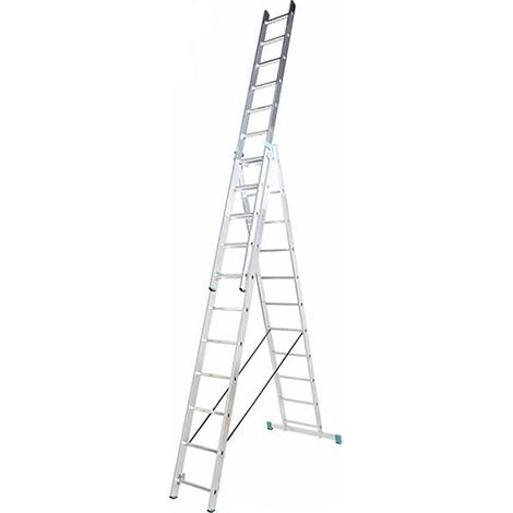 Matisère – Échelle double transformable 3 plans 3x7 barreaux – Longueur max. 3.99m – Pour espaces confinés et terrains accidentés – 7607