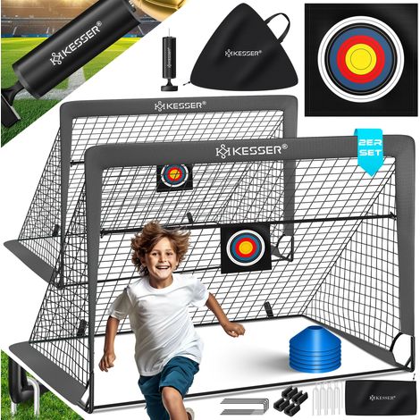 KESSER® Fußballtor Kinder Pop-Up 2er Set Fußball-Tore Faltbar mit Glasfaserstangen & hochwertigen Tornetzen für Indoor, Outdoor & Garten Anthrazit
