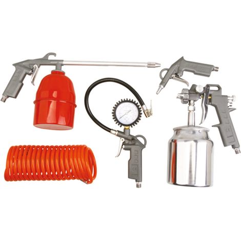 KIT ACCESSORI COMPRESSORE ARIA COMPRESSA AEROGRAFO TUBO PISTOLA SET 5 PZ (23004) (1/2)